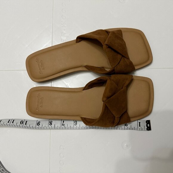 Abercrombie & Fitch Knotted Suede Slide Sandals - Size 8 - Brown - Picture 5 of 5